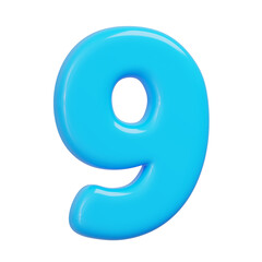 Skyblue glossy number nine