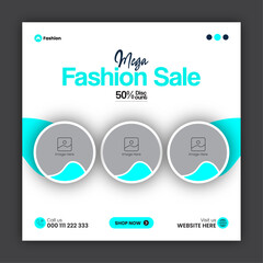 Fashion sale social media post design template or web banner design template