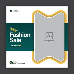 Fashion sale social media post design template or web banner design template