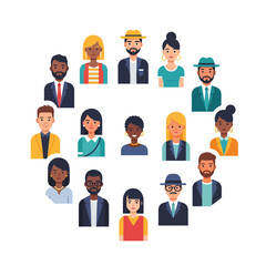 Diverse group of people avatars on transparent background, concept for teamwork, collaboration, and community
