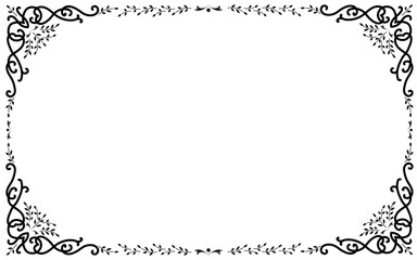 モノクロの手描き装飾枠セット。