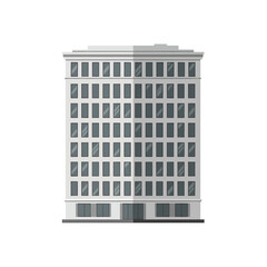 Simple illustration of a grey multi-story office building with many windows, concept for architecture, real estate, and urban development