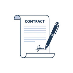 Fototapeta premium A simple illustration of a contract document with a pen signing it, concept for legal agreement, business deal, and signature