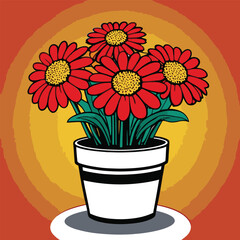 comic book style flower pot illustration for planting plants