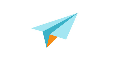 A light blue and orange paper airplane on a transparent background, concept for travel, transportation, and delivery services