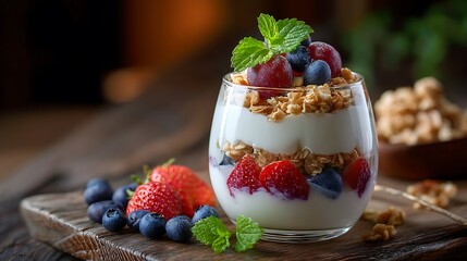 Fresh Yogurt Parfait with Berries and Granola