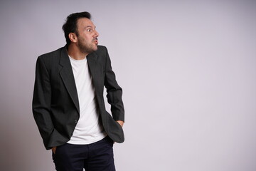 Male Model Showing Different Emotions on White Studio Background