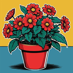 comic book style flower pot illustration for planting plants