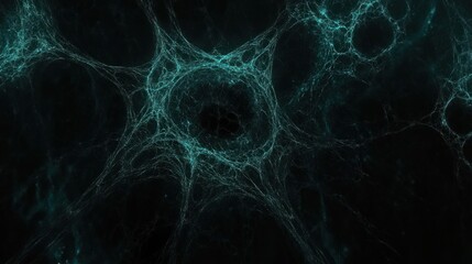 Intricate network design in dark teal tones.