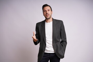 Male Model Showing Different Emotions on White Studio Background