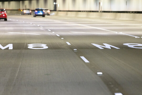 View from a car, Sydney toll road tunnel M8