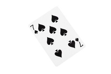 Seven of Spades Playing Card on Green Table