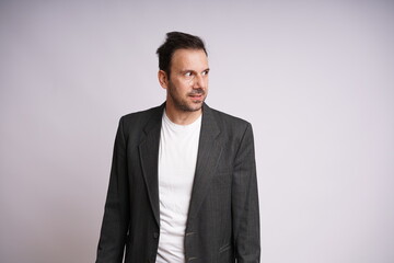 Male Model Showing Different Emotions on White Studio Background