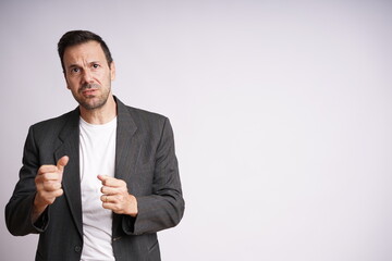 Male Model Showing Different Emotions on White Studio Background