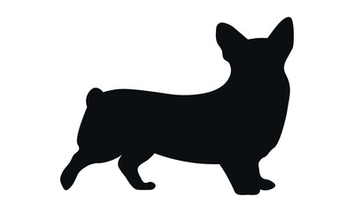 Dog silhouette. Corgi silhouette isolated on white background.
