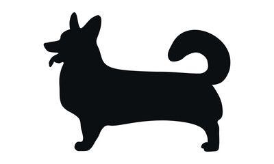 Dog silhouette. Corgi silhouette isolated on white background.