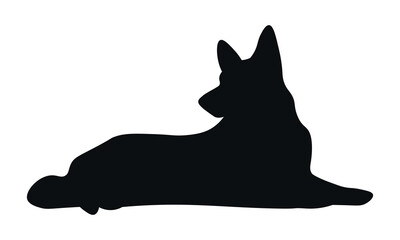 Dog silhouette. Corgi silhouette isolated on white background.