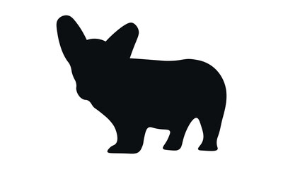 Dog silhouette. Corgi silhouette isolated on white background.