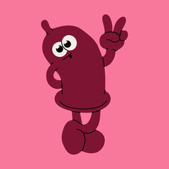 Cartoon Condom Character with Personality.  Health Awareness Art