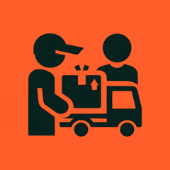 Professional vector illustration of a delivery person icon with a modern and minimalist design.
