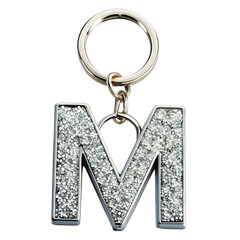 Silver Letter M Keychain: Elegant Monogram Accessory Detail