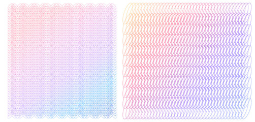 Naklejka na ściany i meble Soft rainbow color. Linear background. Design elements. Poligonal lines. Guilloche. The protective layer for banknotes, diplomas and certificates, voucher template