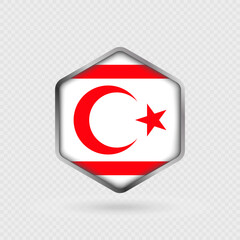 Obraz premium Northern Cyprus Flag Icon in Hexagon Shape.