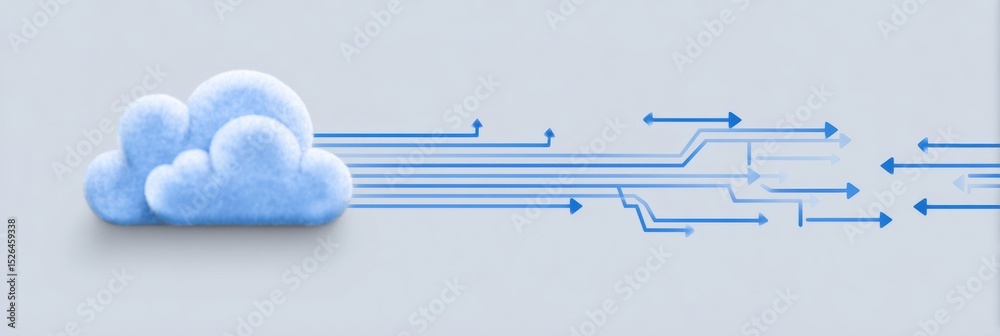 Fototapete data theft represented by cloud icon with arrows indicating stealing activity in minimal design
