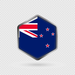 New Zealand Flag Icon in Hexagon Shape.