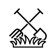 Shovel and fork icon design template SVG