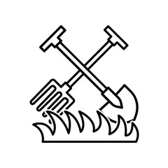 Shovel and fork icon design template SVG