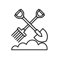 Shovel and fork icon design template SVG