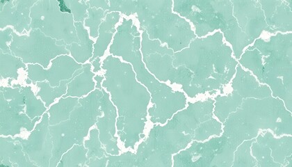 Obraz premium Abstract turquoise surface with white cracked lines, resembling aged marble or a cracked ice floe overhead view
