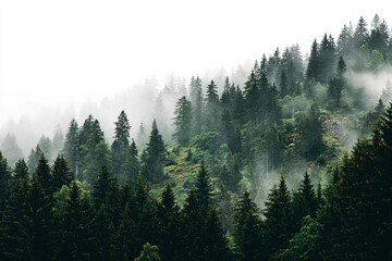 a forest with a few trees on a hill