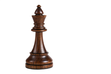 A wooden chess piece on a void space isolated on transparent background