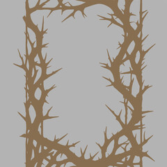 a brown  frame with a crown of thorns