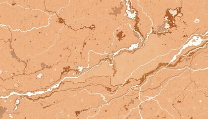 Mottled peach surface with wavy, meandering, light-colored veins crossing diagonally