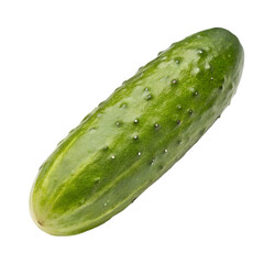 A fresh green cucumber on a void space isolated on transparent background
