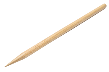 A single wooden toothpick at an angle isolated on transparent background