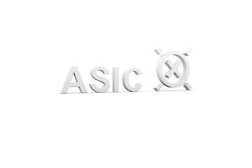 ASIC concept white background 3d render illustration
