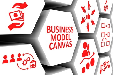 BUSINESS MODEL CANVAS concept cell background 3d illustration