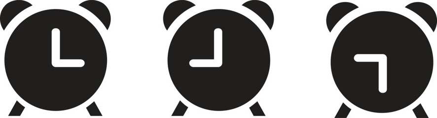 Monochrome vector illustration alarm clock icon isolated on white background.
