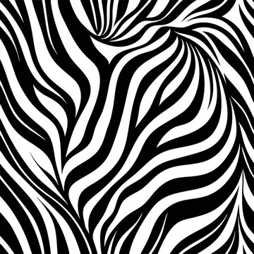 Abstract black and white zebra print background seamless pattern design for various projects