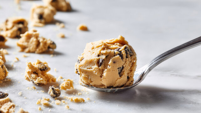 Shaping cookie dough with spoon