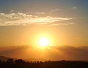 Golden sunset sky