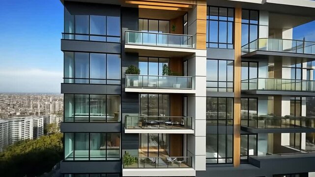 Modern Urban Apartment Building with City Views