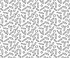 Vector seamless pattern with black hand drawn Oval and Rectangle on white background. Seamless pattern can be used for textile, wallpaper, wrapping paper, web