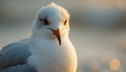 Seagull resting peacefully on beach during daytime
