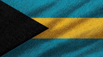 Silken representation of the Bahamas flag waving gently in sunlight