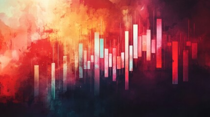 Dramatic candlestick chart on abstract digital background